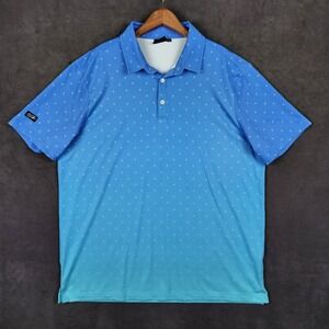 Sunday Swagger Palmera Polo Shirt Mens XL Blue Palm Tree Print Short Sleeve Golf